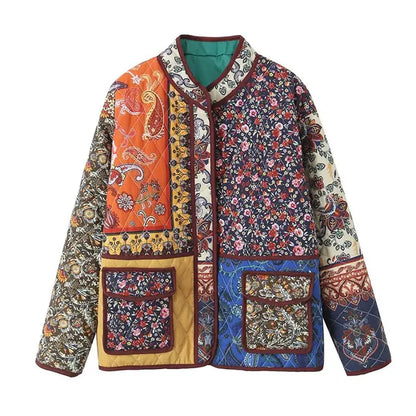 Brianna - Coat met Bloemenprint en Patchwork Zakken